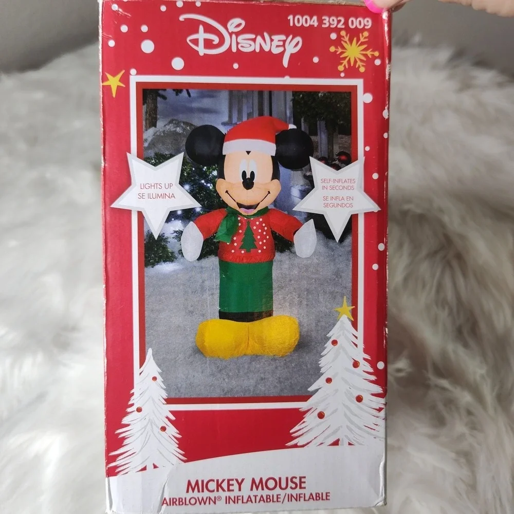 Gemmy Disney 3.5' Mickey Mouse Christmas Lighted LED Airblown Inflatable EUC‎